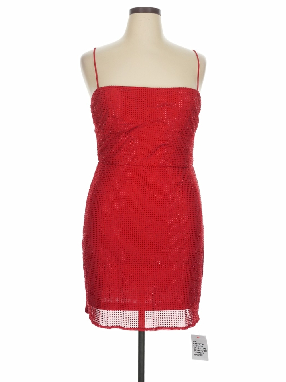 ASOS Red Bedazzled Mini Dress with Spaghetti Straps Plus Size 14